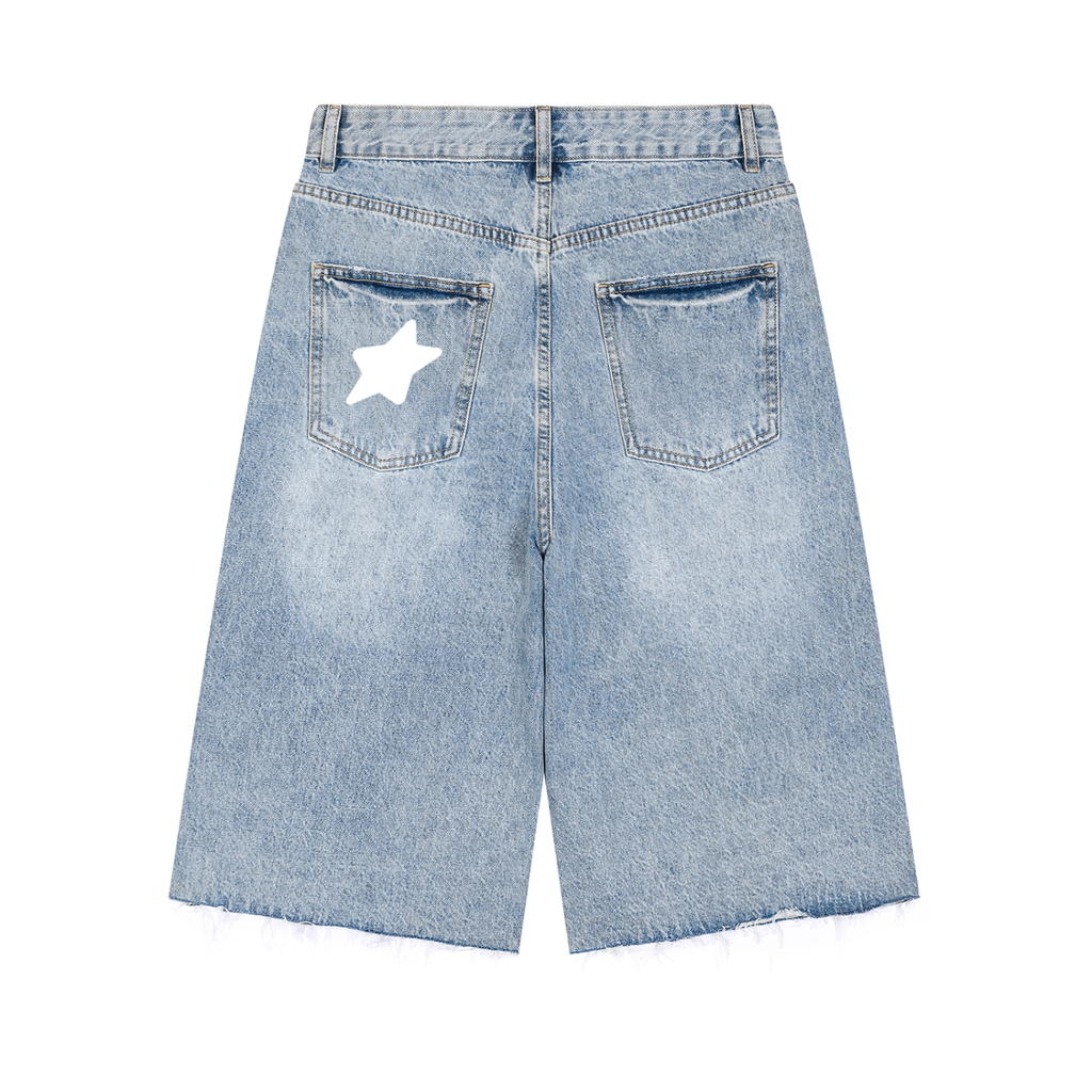Stars Vintage Wide Leg Denim Shorts