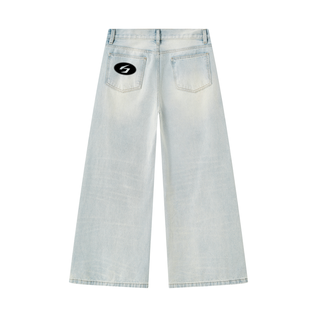 Stars Vintage Wash Wide Leg Denim Jeans